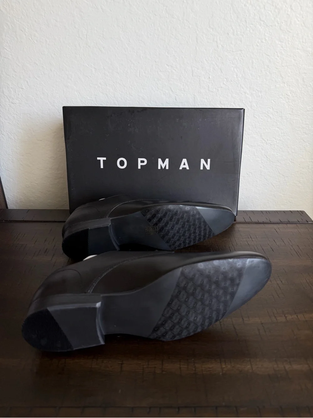TOPMAN Black Leather Derby Shoes - Minimal Lace-Up Dress Oxfords